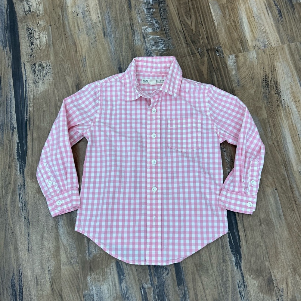Boys' Pink Gingham Button-Down Shirt